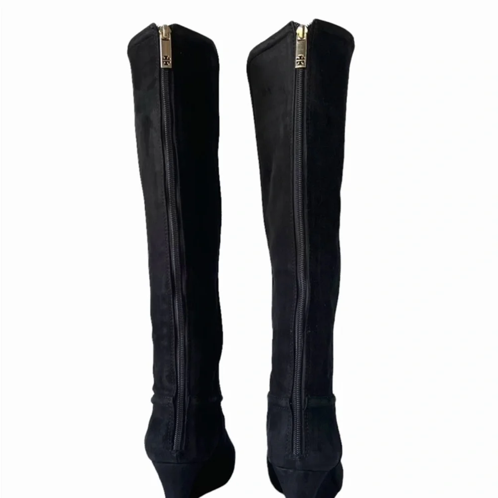 Tory Burch Irene Tall Black Suede Wedge Boots size 7